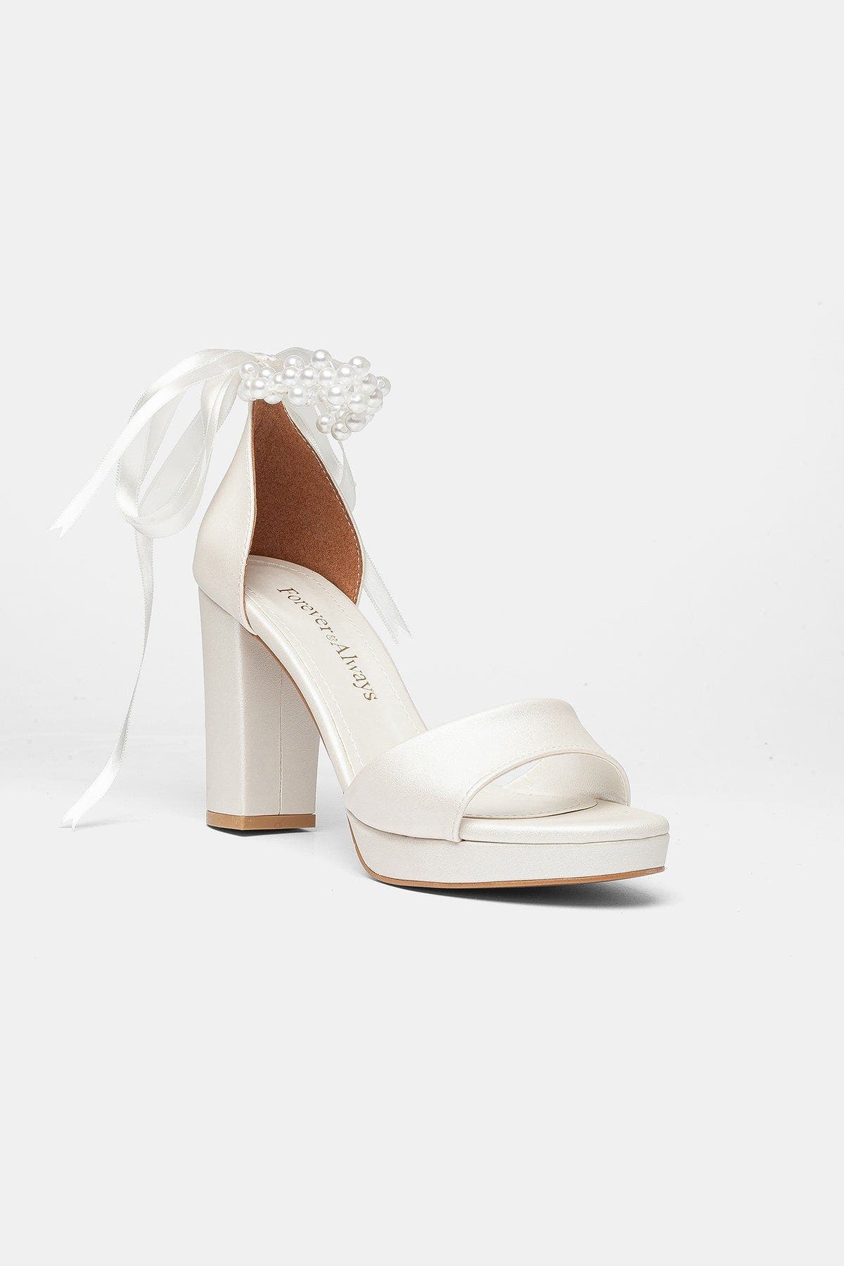 Maera Block Heel Bridal Sandal, Main, color, Ivory