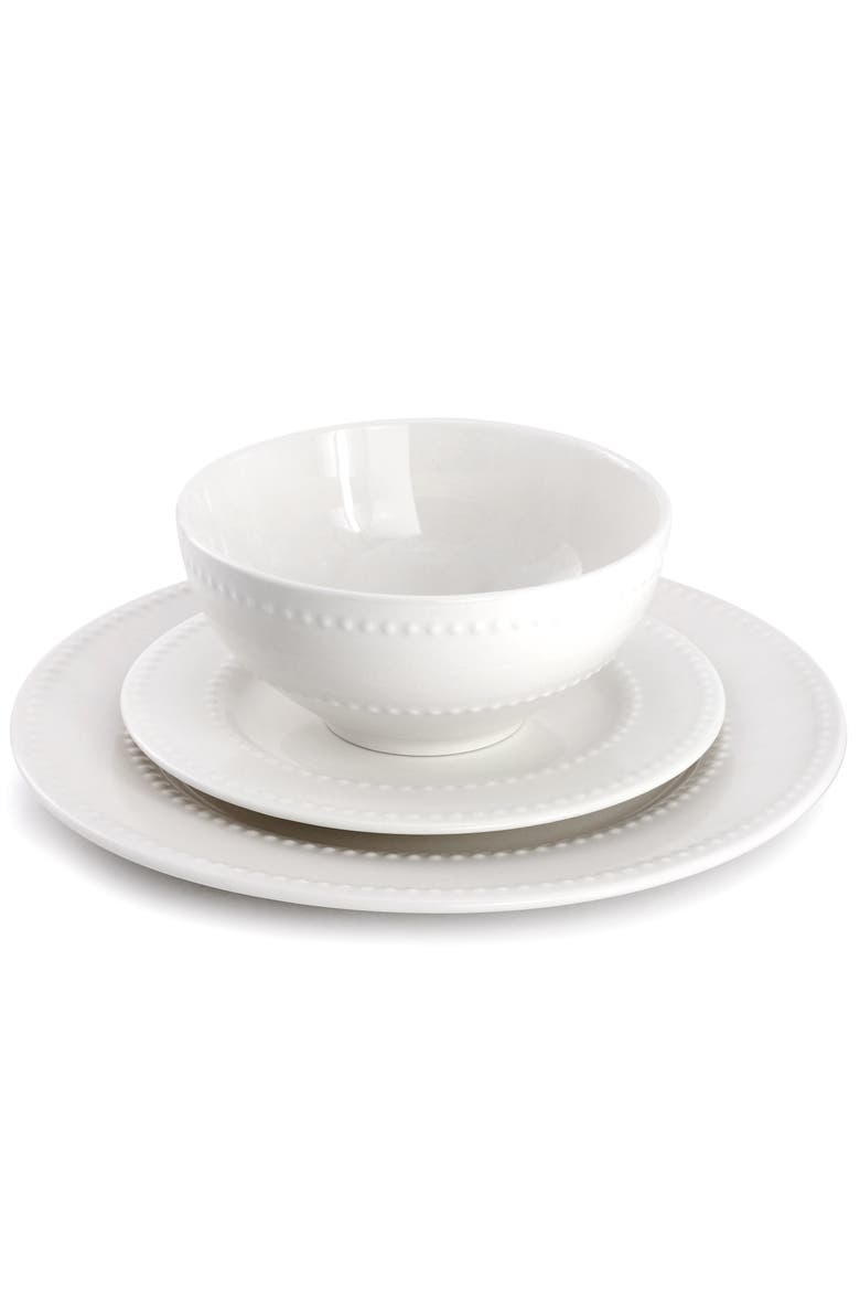 12 Piece Stoneware Dinnerware Set, Alternate, color, White