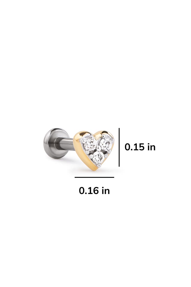 Solid Yellow Gold - Diamond Heart Flatback Studs, Alternate, color, Gold