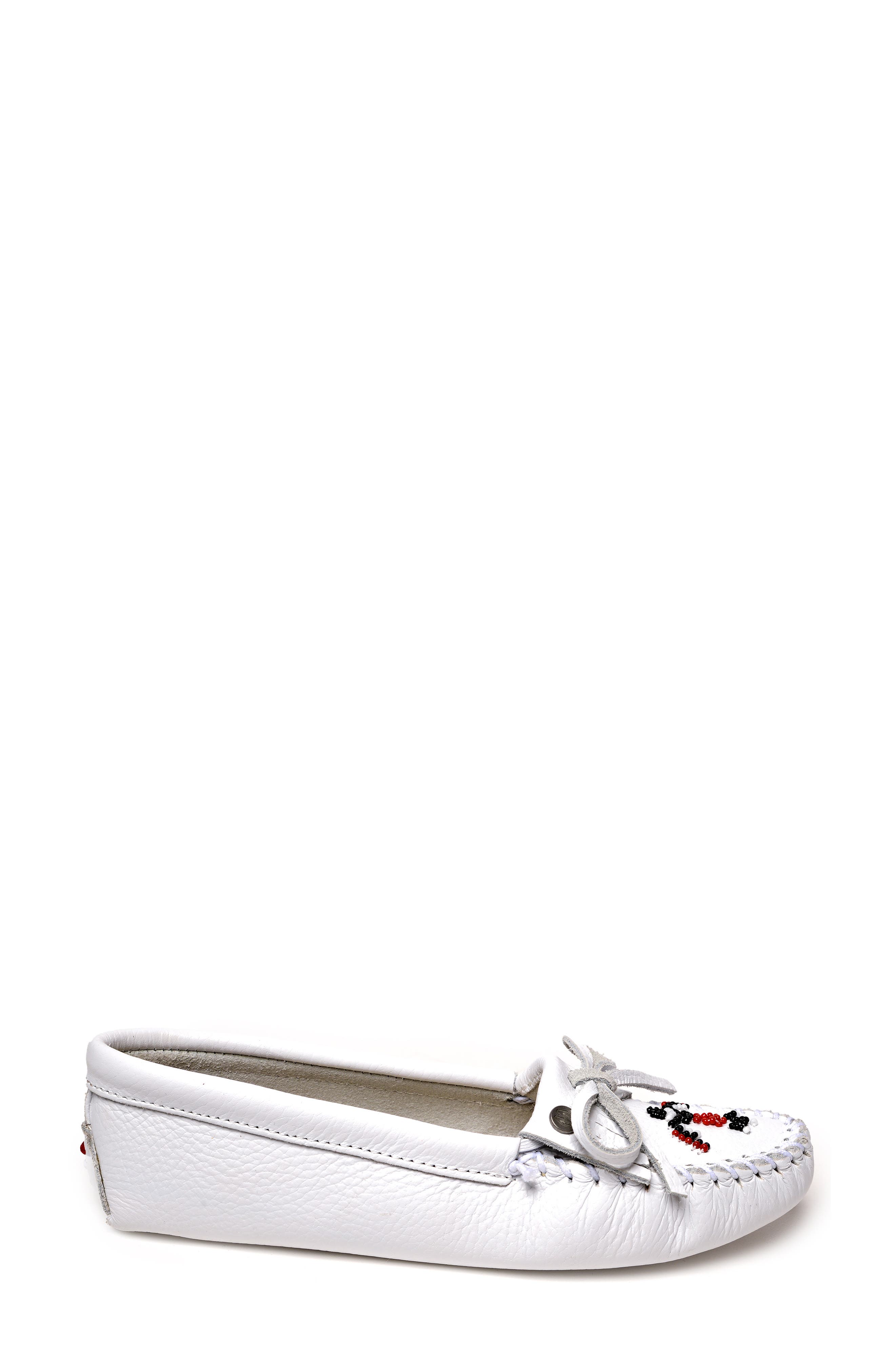 Minnetonka x Lucie Skjefte Thunderbird 'Animikii' Softsole Slipper, Alternate, color, White