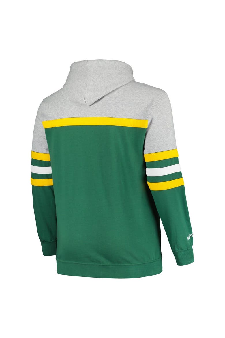 Men's Mitchell & Ness  Heather Gray/Green Green Bay Packers Big & Tall Head Coach Pullover Hoodie, Alternate, color, Heather Gray