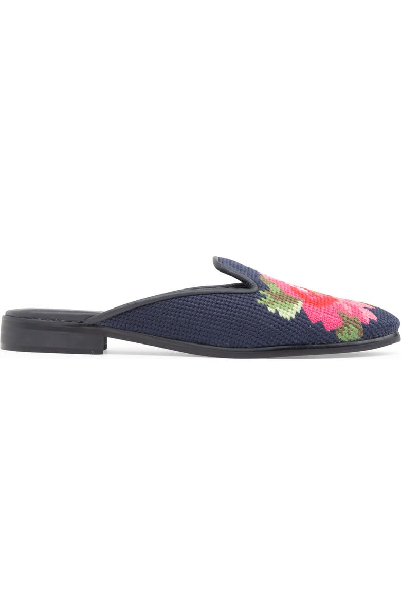 ByPaige Floral Needlepoint Mule, Alternate, color, Navy