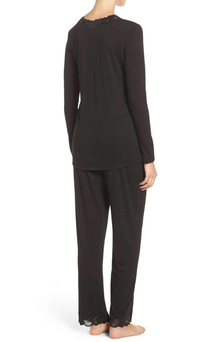 Natori Lace Trim Pajamas, Alternate, color, 