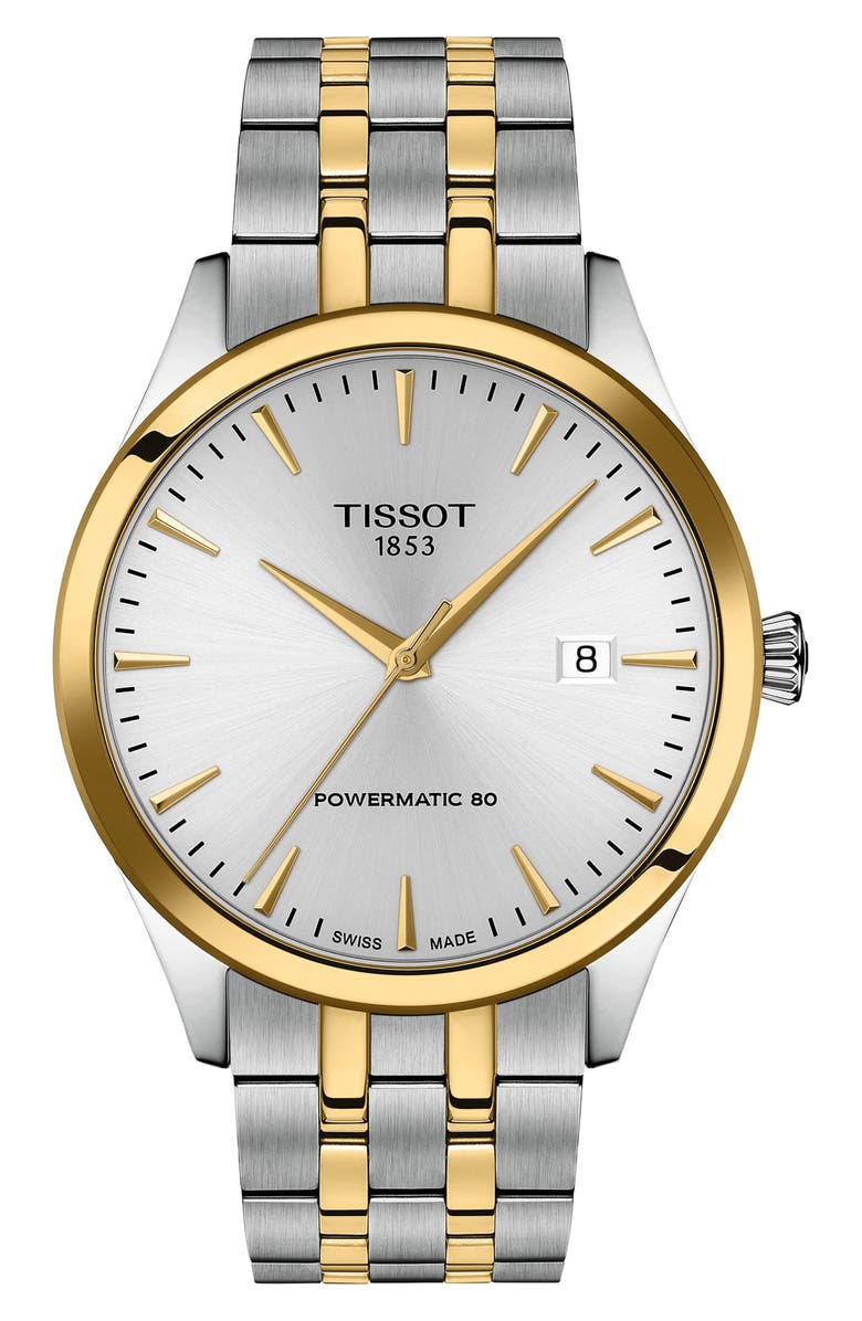 Tissot Classic Dream Powermatic 80 Two-Tone Bracelet Watch, 40mm, Main, color, Silver