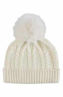 Sofia Cashmere Cashmere Faux Fur Pompom Beanie