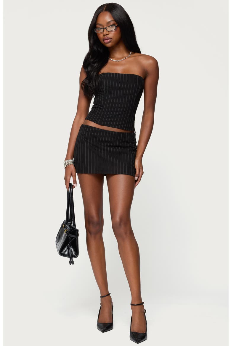 Maeve Pinstripe Low Rise Miniskort, Alternate, color, BLACK