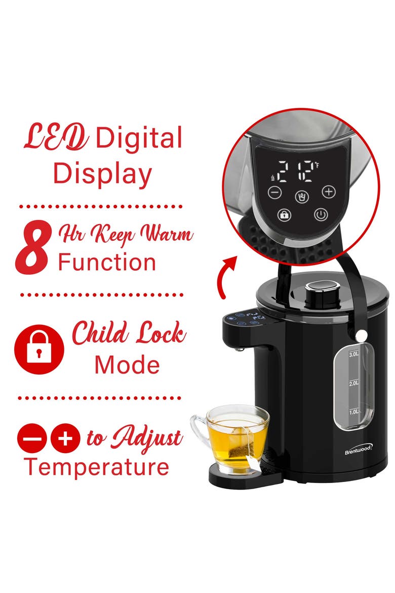 3 Liter 1100w Digital Glass Instant Hot Water Dispenser, Alternate, color, Black