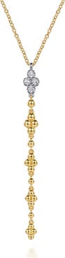 Gabriel & Co. 14k Gold Diamond Beaded Drop Pendant Necklace