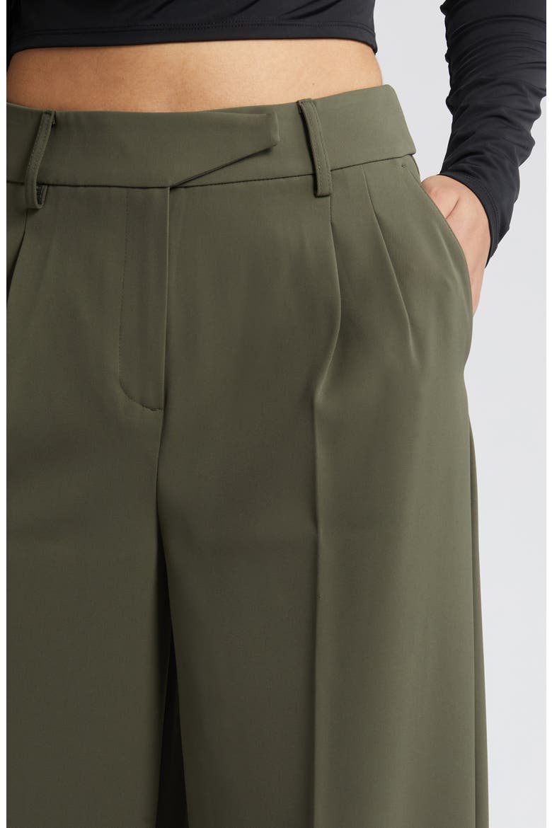 Wide Leg Twill Trousers, Alternate, color, GREEN CITY