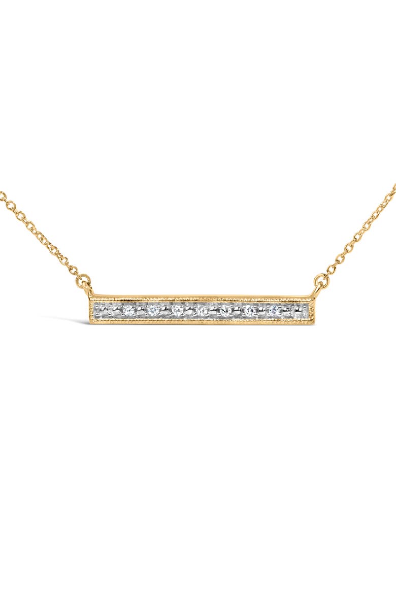 Yellow Gold Plated Diamond Accent Bar Pendant Necklace, Alternate, color, Silver