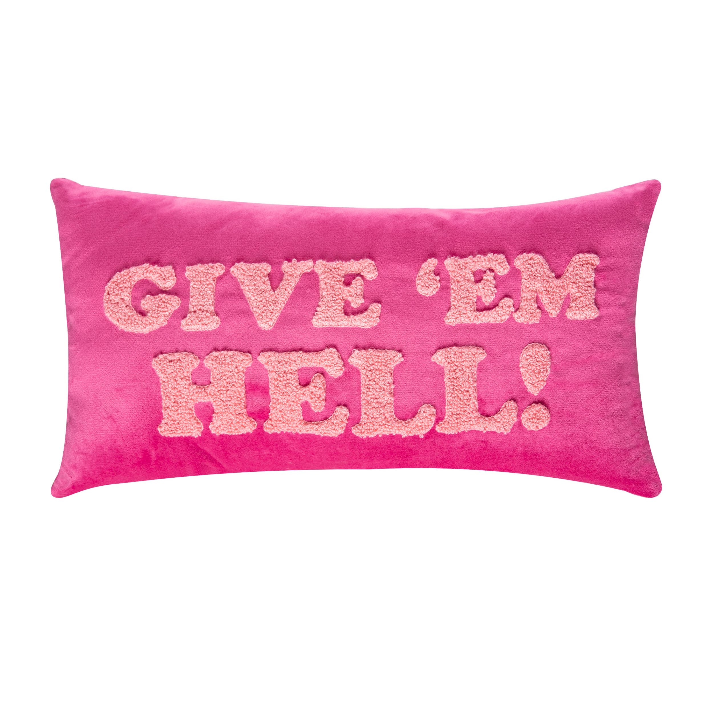 Totalee Gift Give 'em Hell Towel Loop Lumbar Pillow Polyester Pink