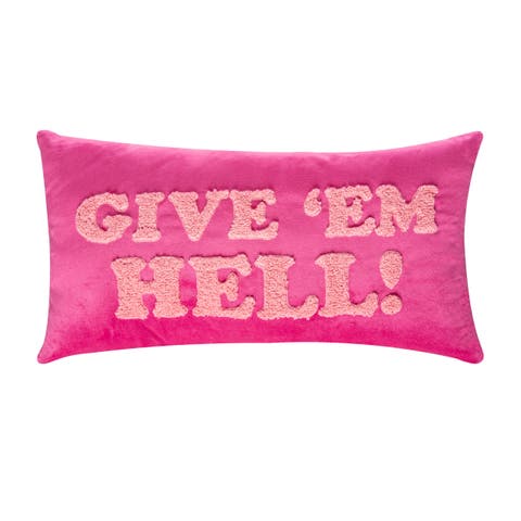 Give 'Em Hell Towel Loop Lumbar Pillow Polyester Pink