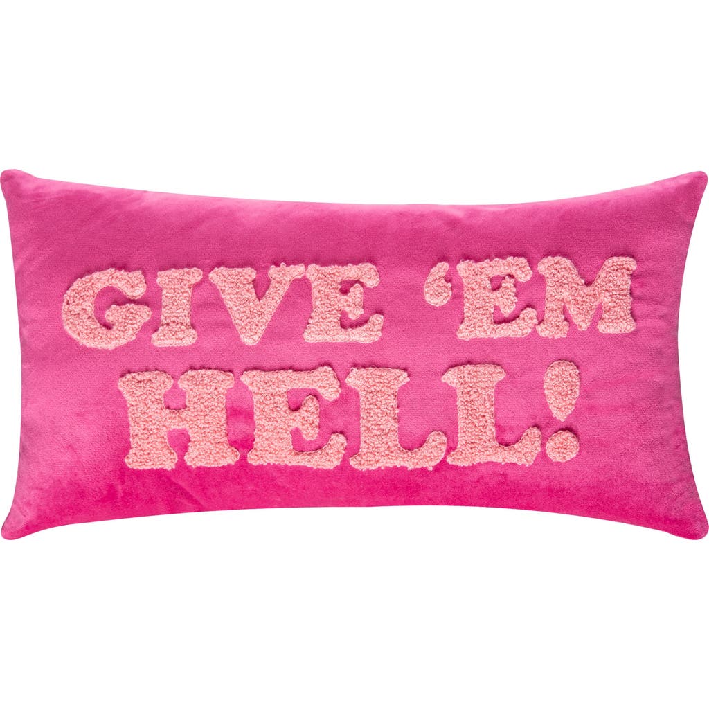 Totalee Gift Give 'em Hell Towel Loop Lumbar Pillow Polyester Pink
