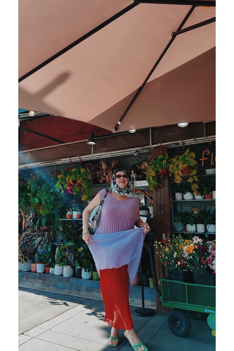 Jaya Pleated Dress, Alternate, color, lavender/lipstick