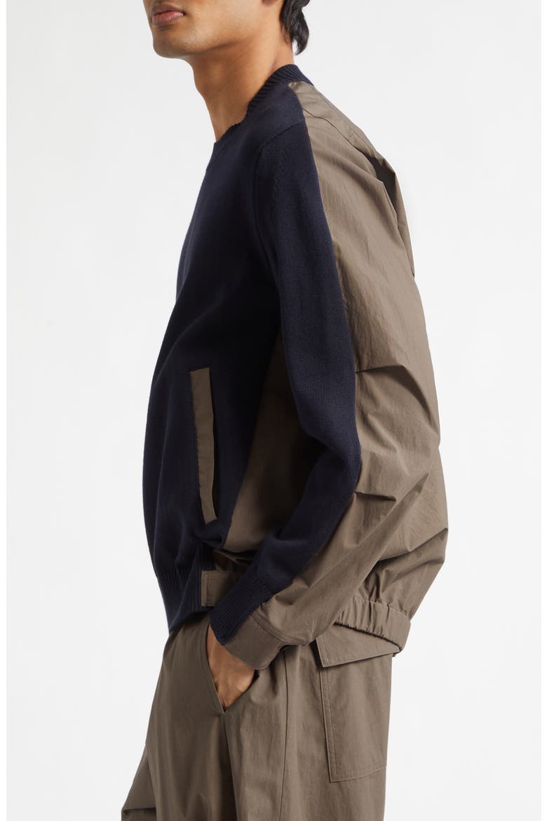 Cotton Typewriter Panel Sweater, Alternate, color, NAVY/ TAUPE