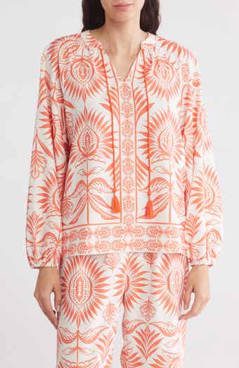 Gemma + Jane Boarder Print Tie Neck Top