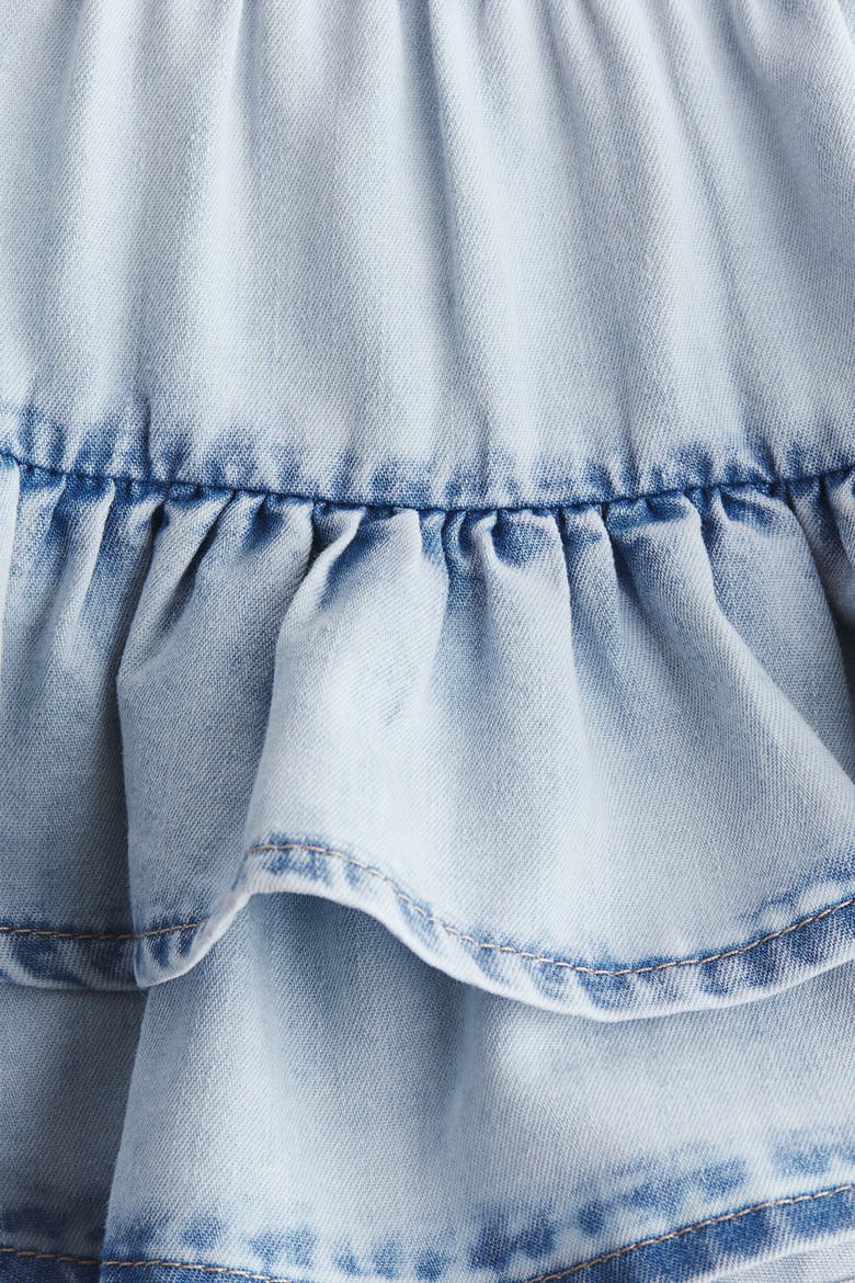 Tiered Denim Skirt, Alternate, color, Light denim blue
