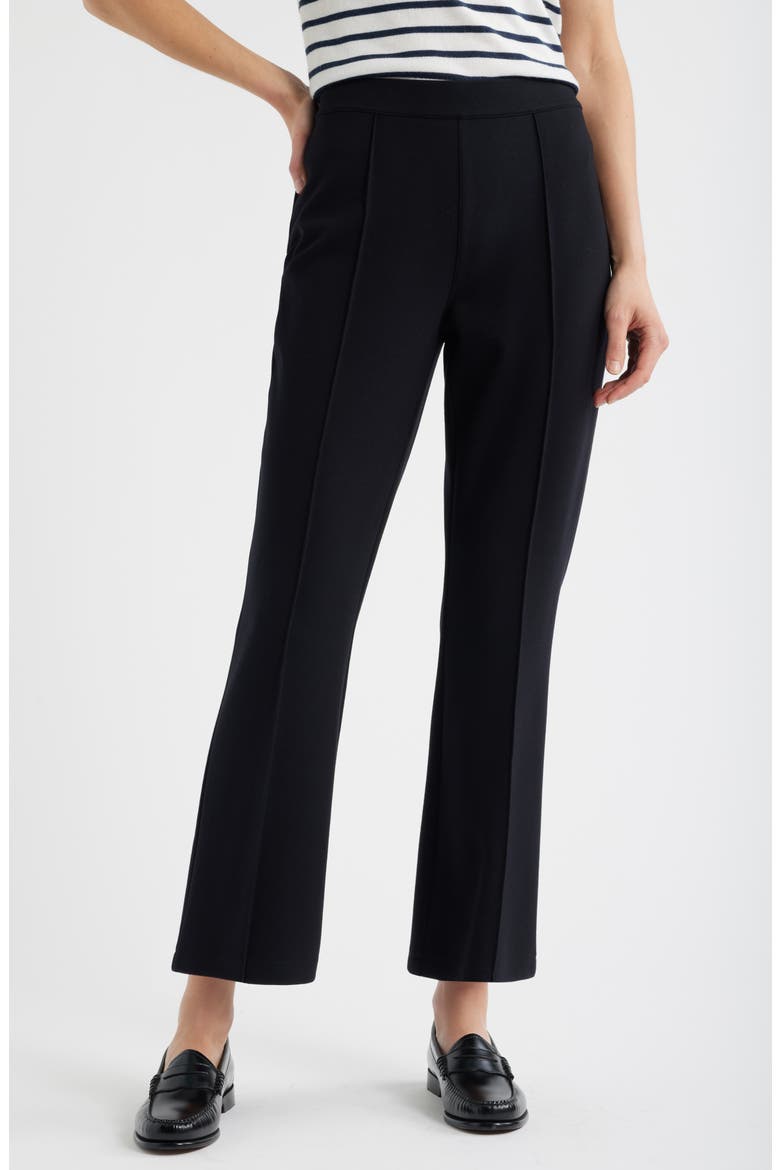 Pull-On Stretch Ponte Kick Flare Leg Pants, Main, color, BLACK