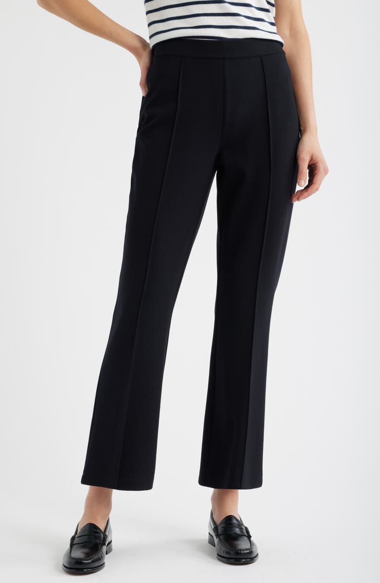 Caslon<sup>®</sup> Pull-On Stretch Ponte Kick Flare Leg Pants, Main, color, Black