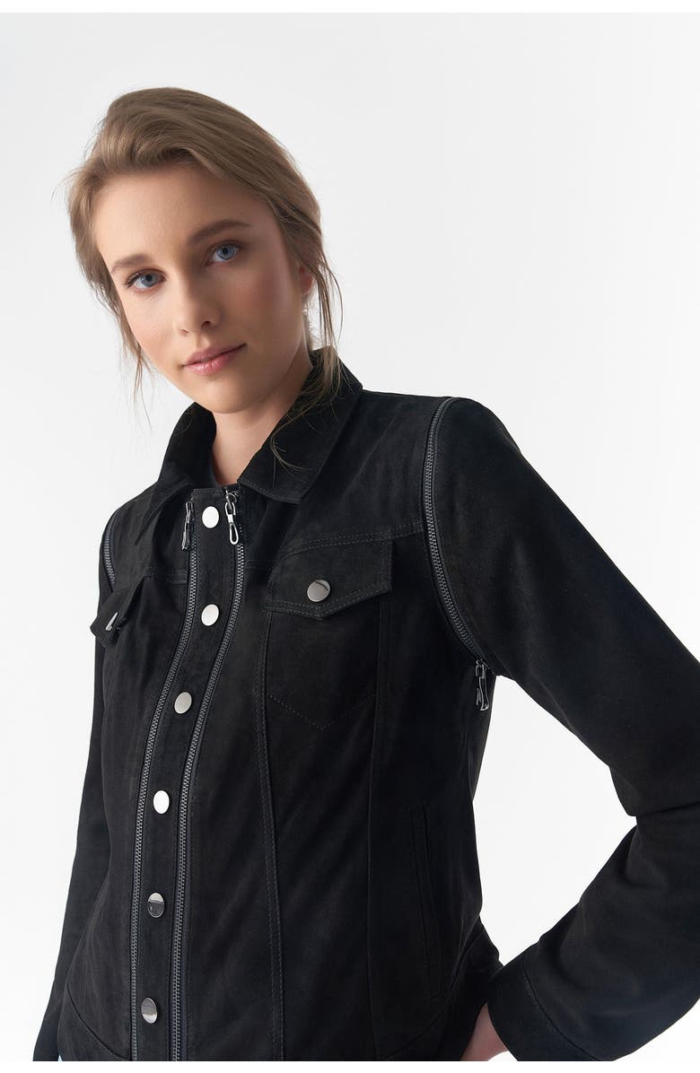 Furniq UK Sarah Suede Jacket, Alternate, color, Black