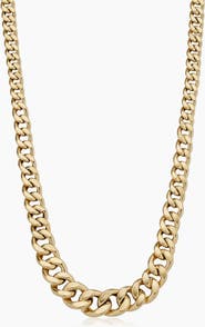 Oradina 14K Yellow Gold Carmine Curb Graduated Necklace