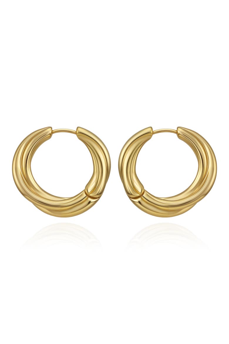 Ridged Huggie Hoop Earrings, Alternate, color, GOLD TONE