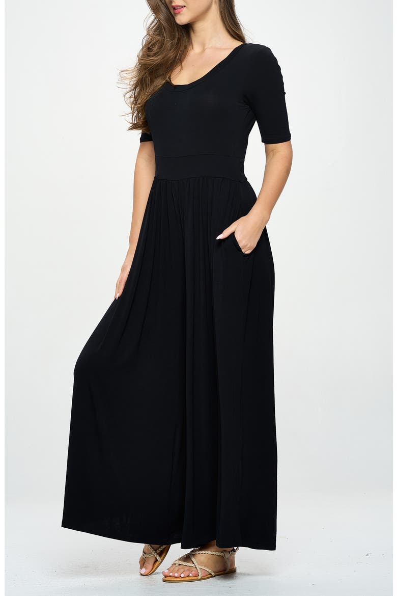 Elbow Sleeve Wide Leg Jumpsuit, Alternate, color, BLACK