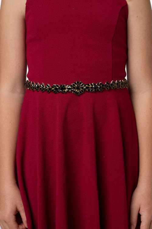 Un Deux Trois Ribbon Rhinestone Belt In Metallic