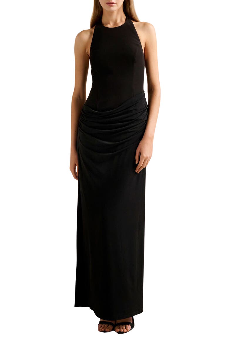Ever New Lulu Halter Gown, Main, color, Black