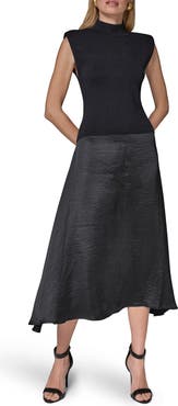 Donna Karan New York Sleeveless Mixed Media Midi Dress