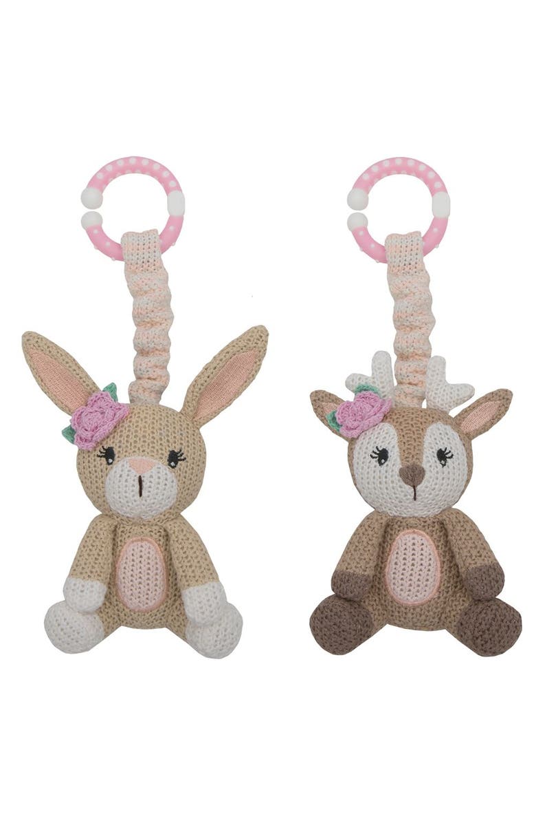 Living Textiles 2pk Stroller Toy - Bunny & Fawn, Main, color, White