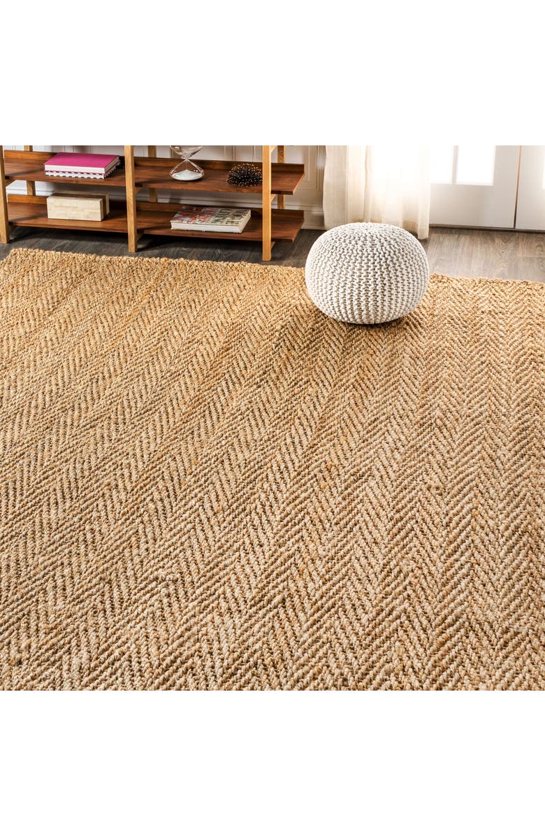 JONATHAN Y Espina Hand Woven Herringbone Chunky Jute Area Rug, Alternate, color, Natural