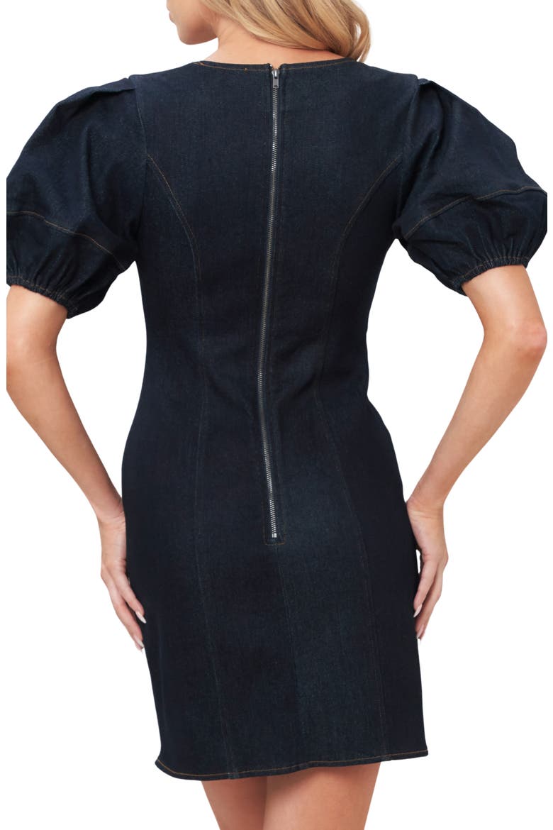 Puff Sleeve Denim Minidress, Alternate, color, DARK INDIGO