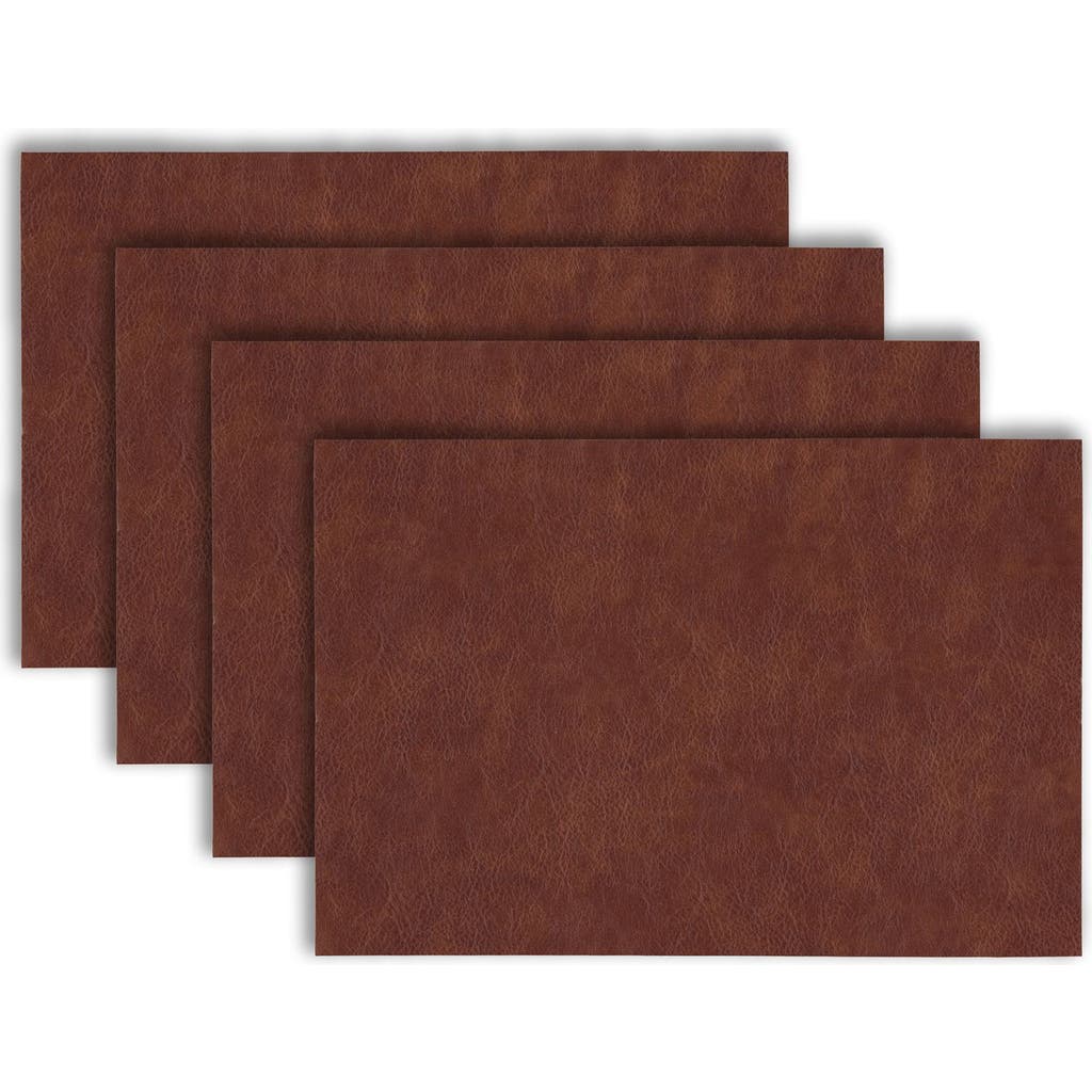 Dainty Home Faux Leather Reversible Set Of 4 Placemats In Reversible Saddle Brown Black