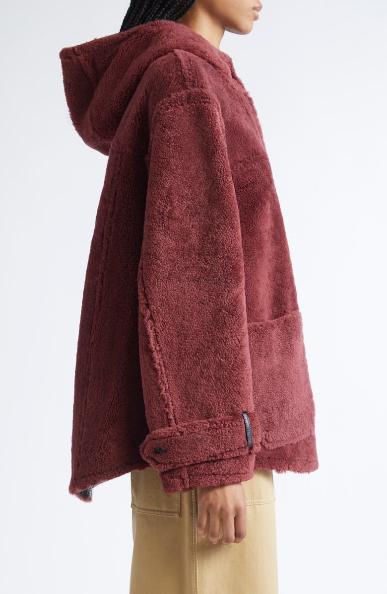 Marni Genuine Shearling Hooded Jacket, Alternate, color, Rom88 Peat