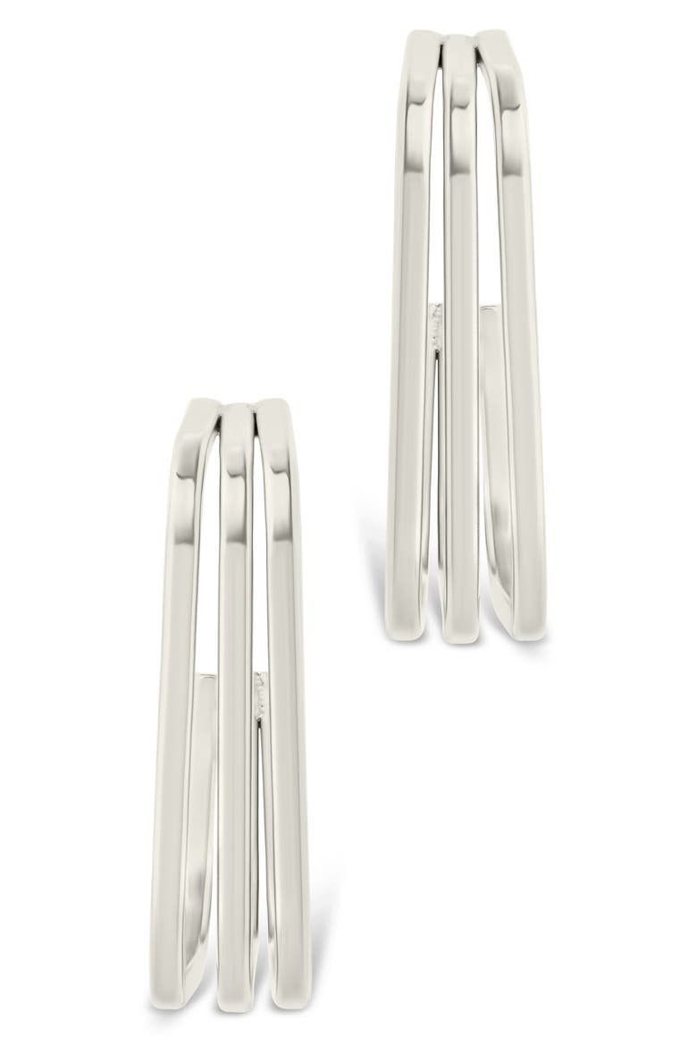 Davina Square Triple Hoop Earrings, Alternate, color, SILVER
