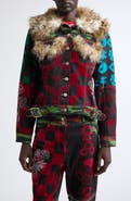 Chopova Lowena Faux Fur Trim Patchwork Denim Jacket