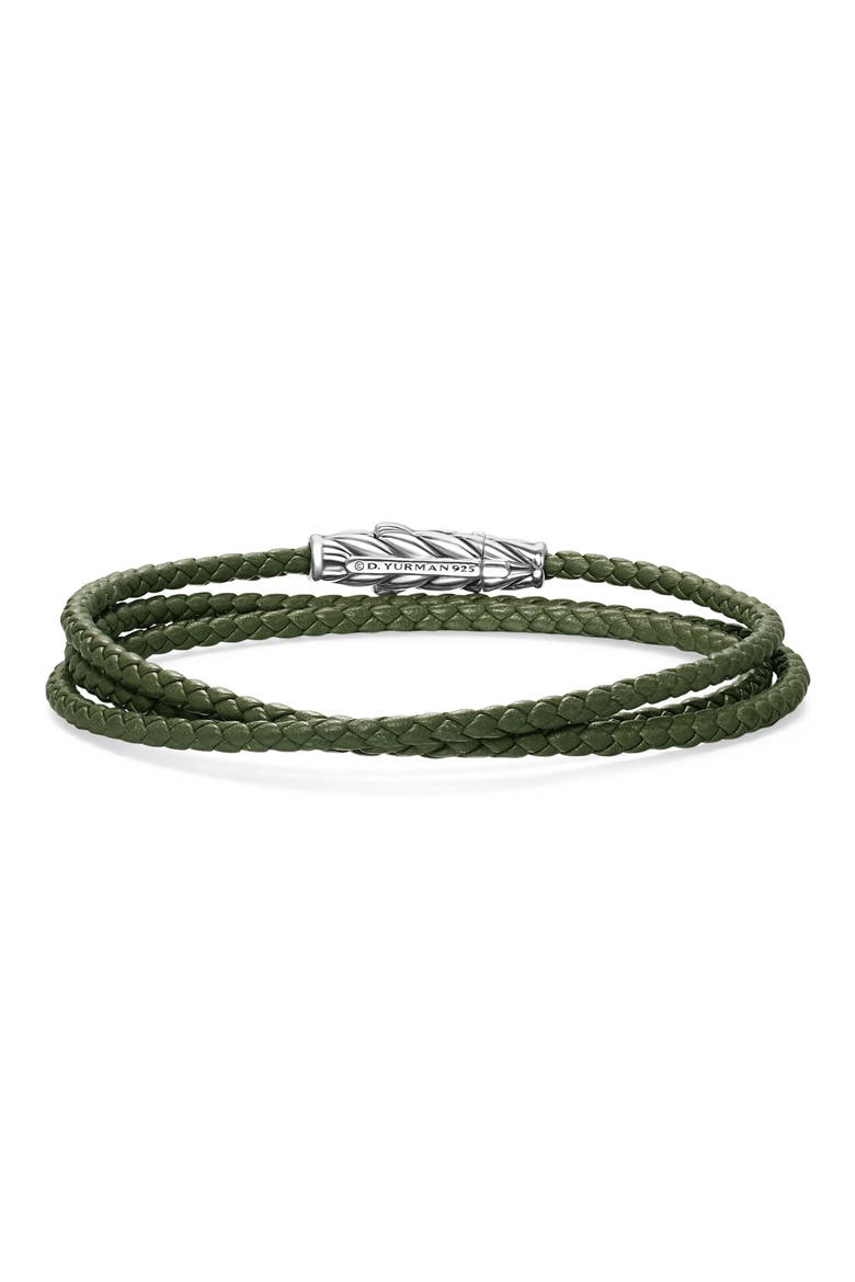 Men's Triple Wrap Chevron Bracelet, Alternate, color, GREEN/ SILVER