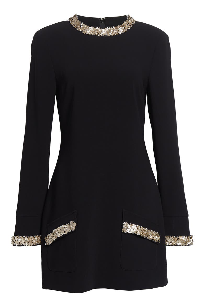 Adi Floral Embellished Long Sleeve Minidress, Alternate, color, BLACK