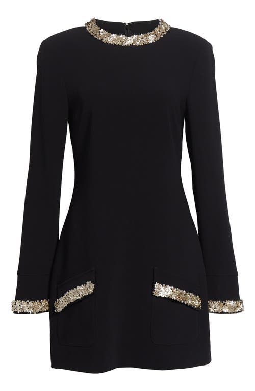 Cinq À Sept Adi Floral Embellished Long Sleeve Minidress In Black