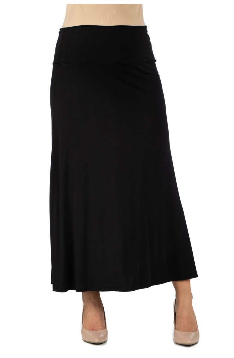 24seven Comfort Apparel Maternity Elastic Waist Maxi Skirt, Main, color, Black