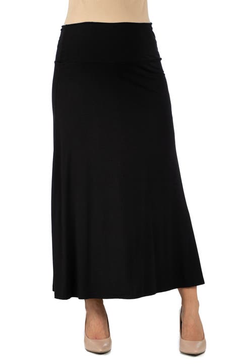 Maternity Elastic Waist Maxi Skirt