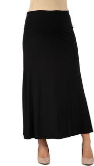 24seven Comfort Apparel Maternity Elastic Waist Maxi Skirt