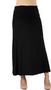 24seven Comfort Apparel Maternity Elastic Waist Maxi Skirt