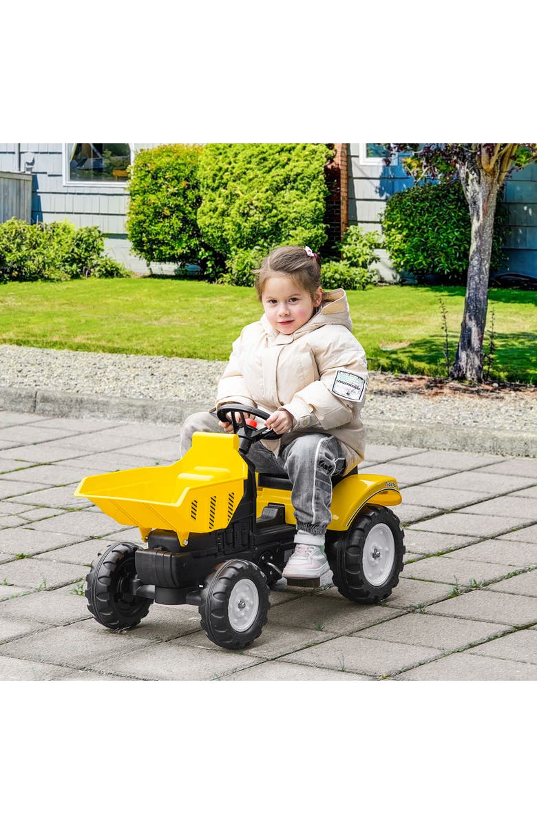 Aosom Kids Ride-On Excavator with Manual Bucket, Alternate, color, Yellow