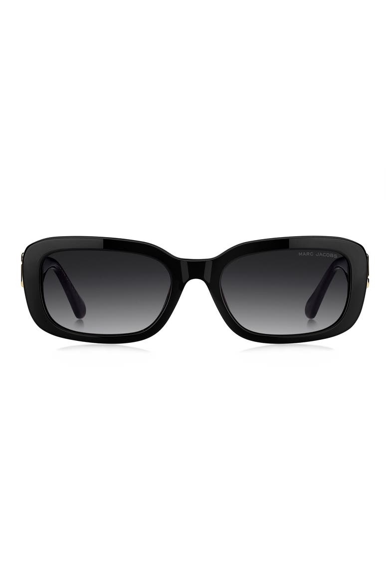55mm Rectangular Sunglasses, Main, color, BLACK/ DARK GREY SF