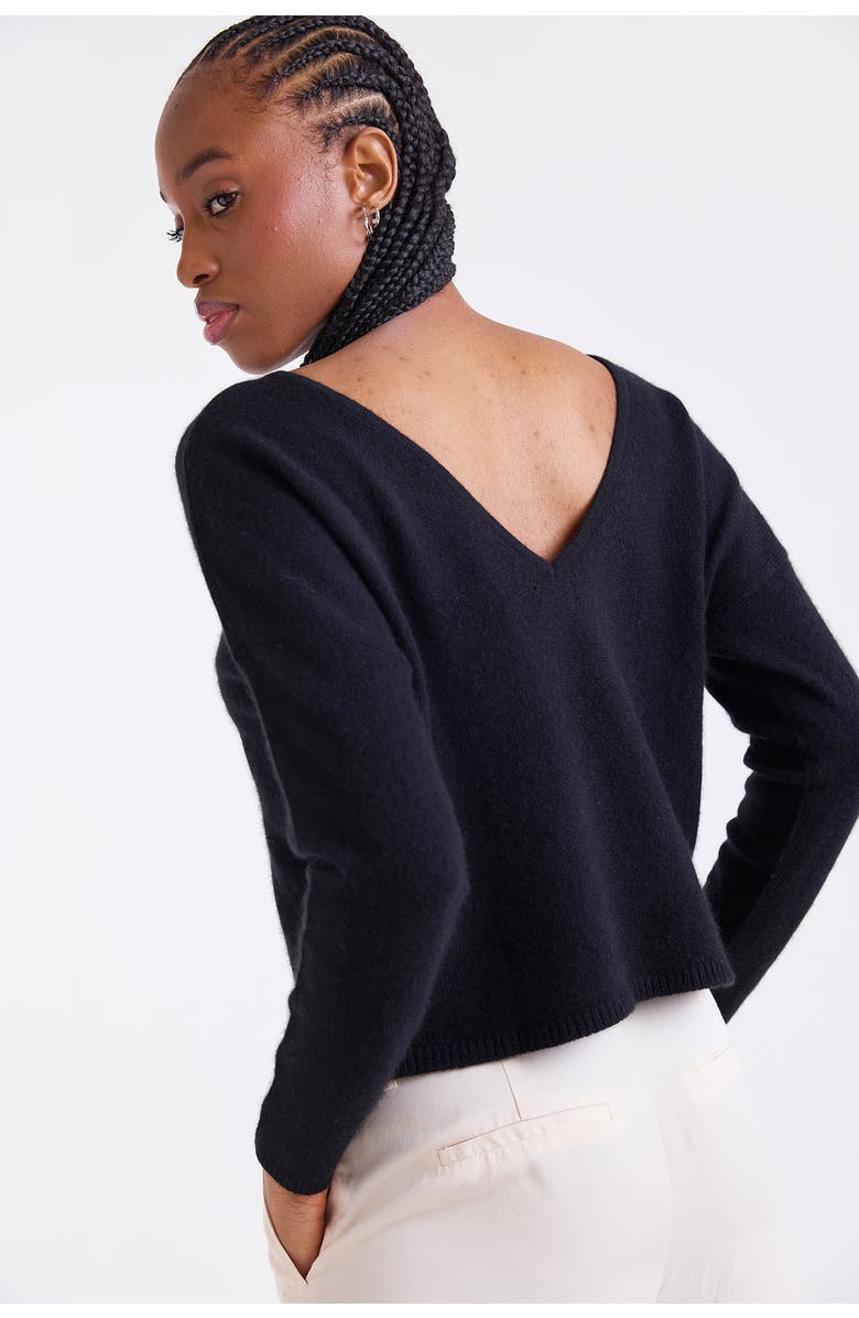 1982 Leyla Low Back 100% Cashmere Sweater, Alternate, color, Black