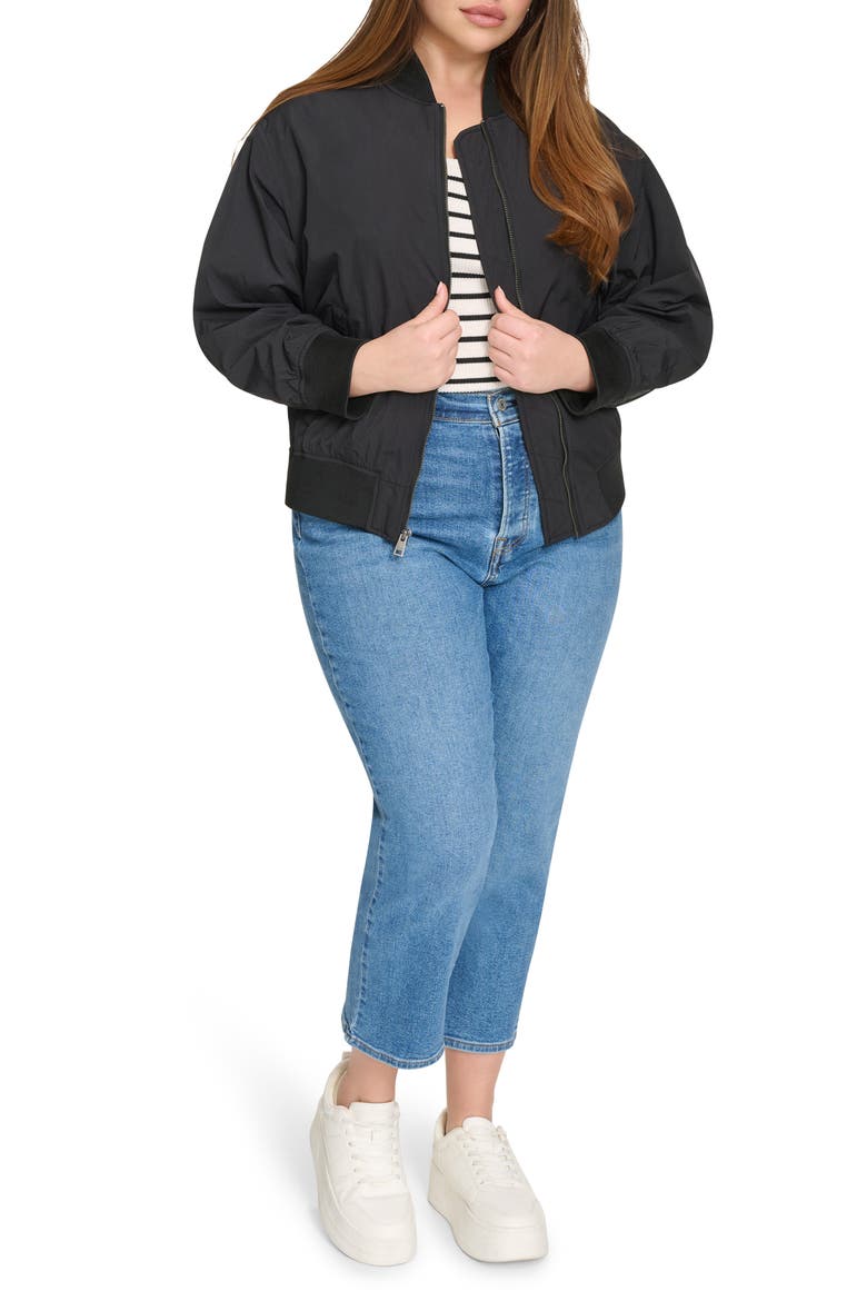 Relaxed Bomber Jacket, Alternate, color, BLACK
