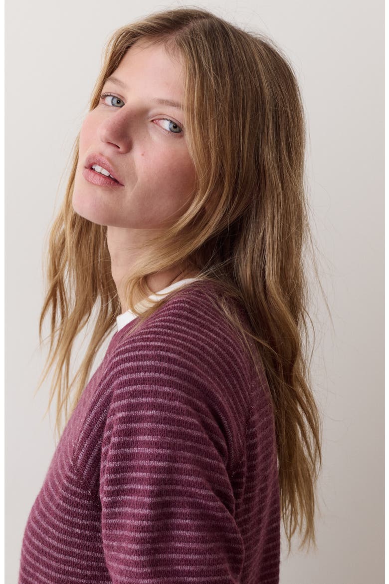 Striped Heathered Raglan T-Shirt, Alternate, color, CABERNET