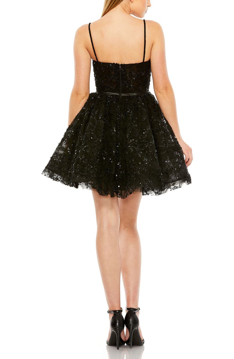 Mac Duggal Beaded Strap Bustier Sequin Mini Dress, Alternate, color, Black